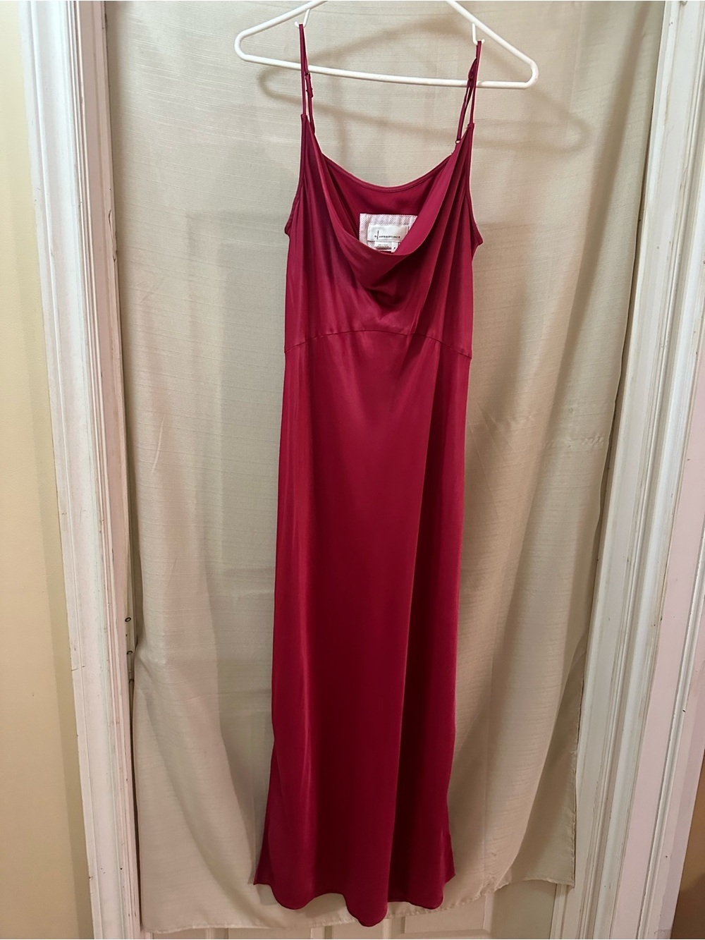 Anthropologie Cowl Neck Slip Dress Maxi Adjustable Straps Side Slit Women’s M